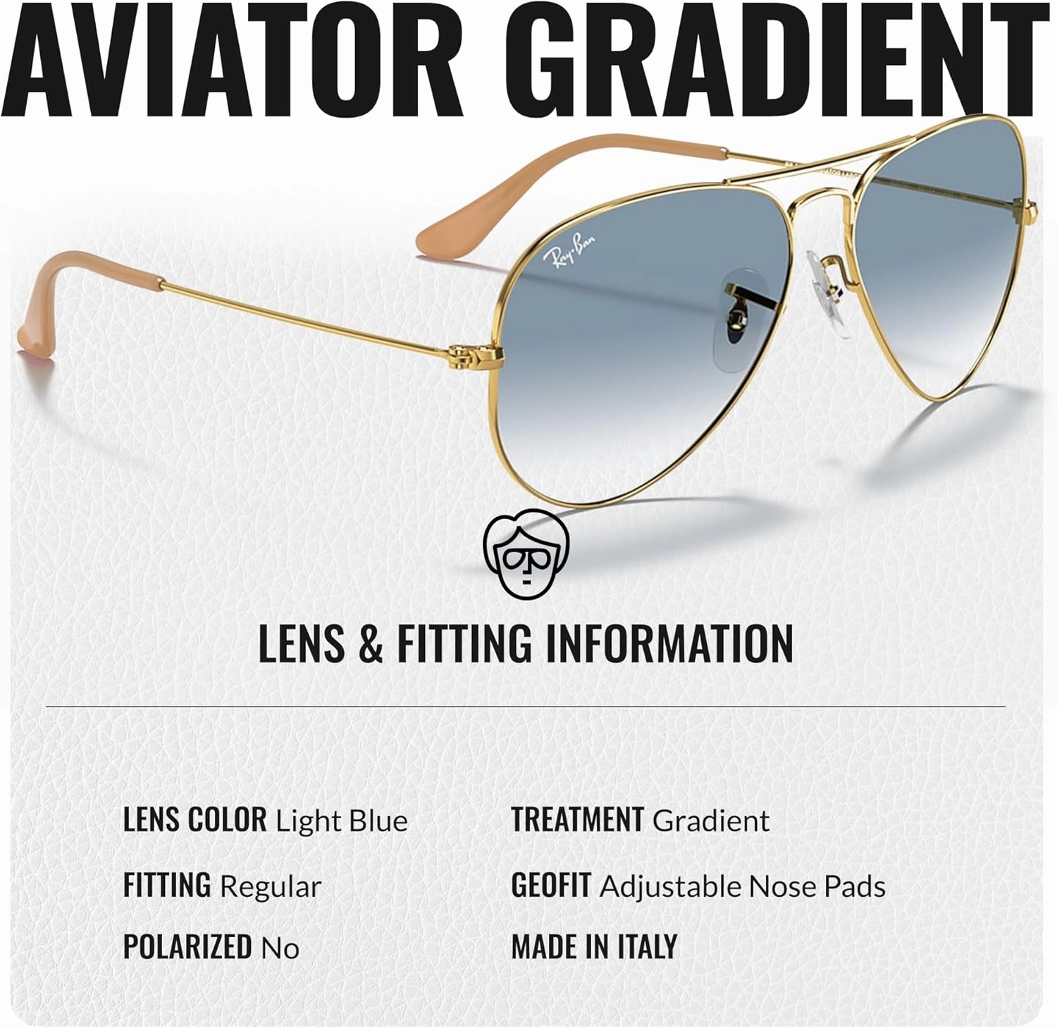 Ray-Ban RB3025 Classic Gradient Aviator Shape Sunglasses With Eyewear Kit Bundle - Adjustable Nose Pads - Retro Sunglasses