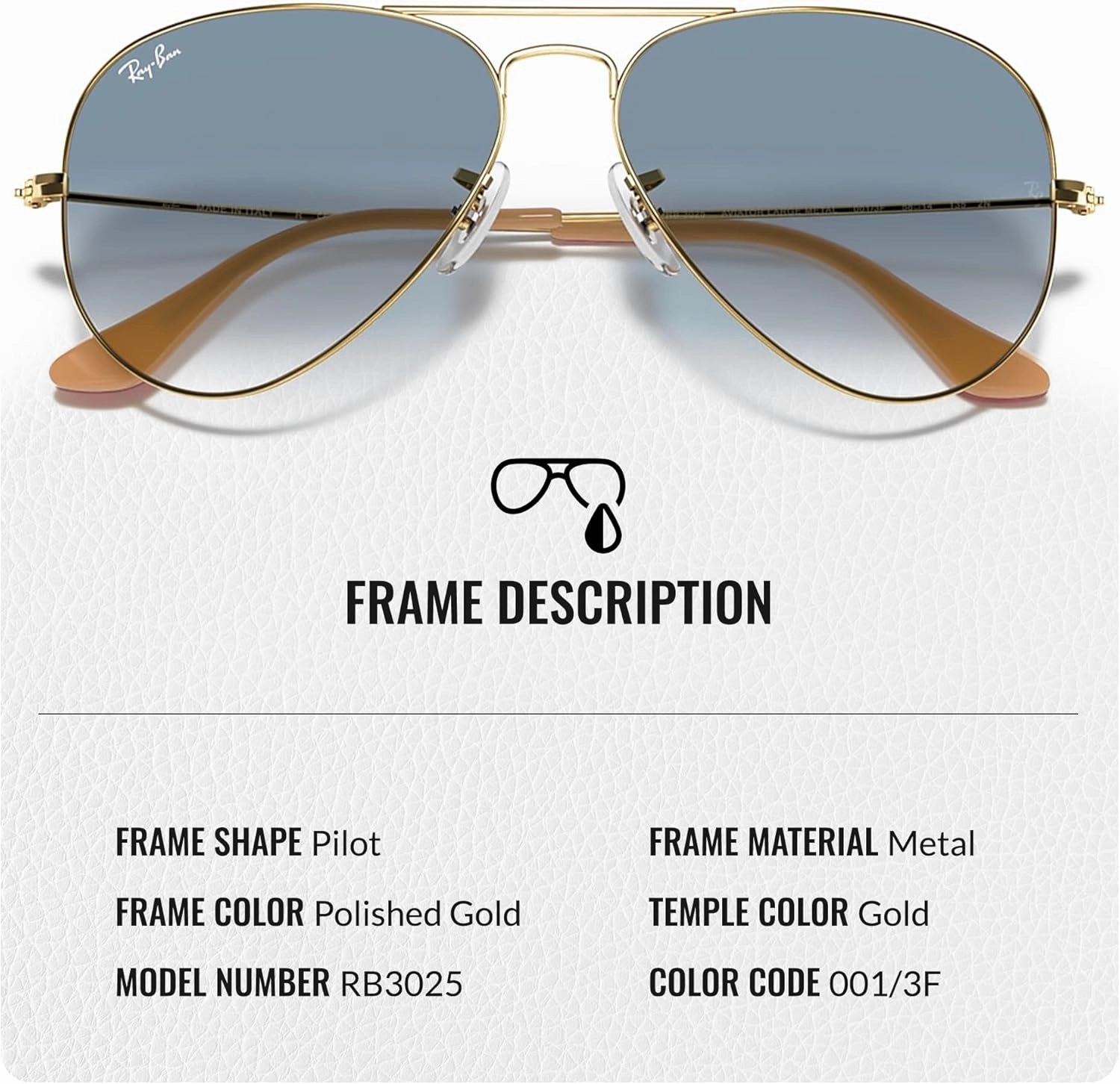 Ray-Ban RB3025 Classic Gradient Aviator Shape Sunglasses With Eyewear Kit Bundle - Adjustable Nose Pads - Retro Sunglasses