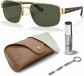 Ray-Ban RB3663 Square Shape Sunglasses With Eyewear Kit Bundle - Adjustable Nose Pads - Square Sunglasses