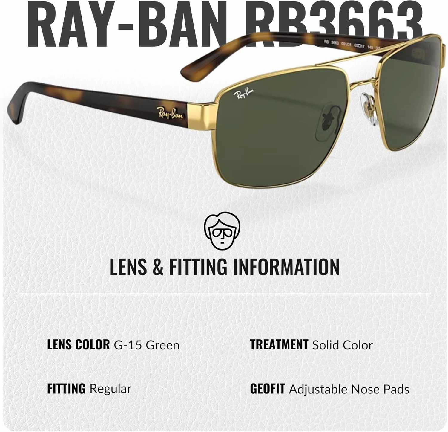 Ray-Ban RB3663 Square Shape Sunglasses With Eyewear Kit Bundle - Adjustable Nose Pads - Square Sunglasses
