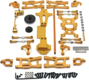 RC Car Accessories Compatible with WLtoys 1/14 144010 144001 144002 RC Crawler Car Replacement Accessories Metal Upgrade and Modification Parts(Yellow)