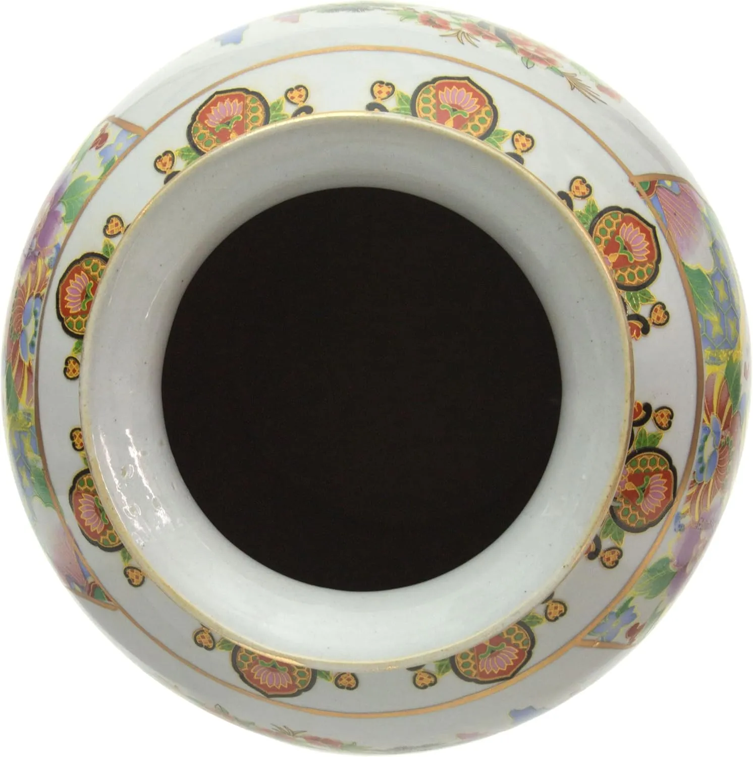 Red Lantern 14" Satsuma Birds & Flowers Porcelain Tung Chi Vase, Multicolor