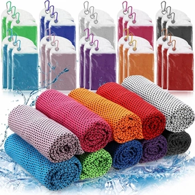 Redbaker 30 Pcs Cooling Towels 3 Sizes 40/35/31" Ice Towel Chilly Yoga Towel Microfiber Gym Towels for Neck Face Sports Workout Running Fitness Accessories, 10 Colors