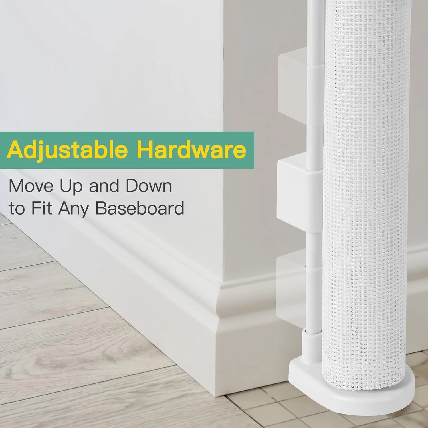 Reinforced 60" Wide Retractable Baby Gate with Reinforced Rods, 5 ft Retractable Dog Gate Indoor/Outdoor Baby Gate Retractable Gate - Bottom Anti-Escape, White