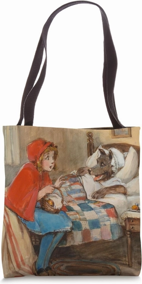 Retro Fairy Tale Grandma Bad Wolf Little Red Riding Hood Tote Bag