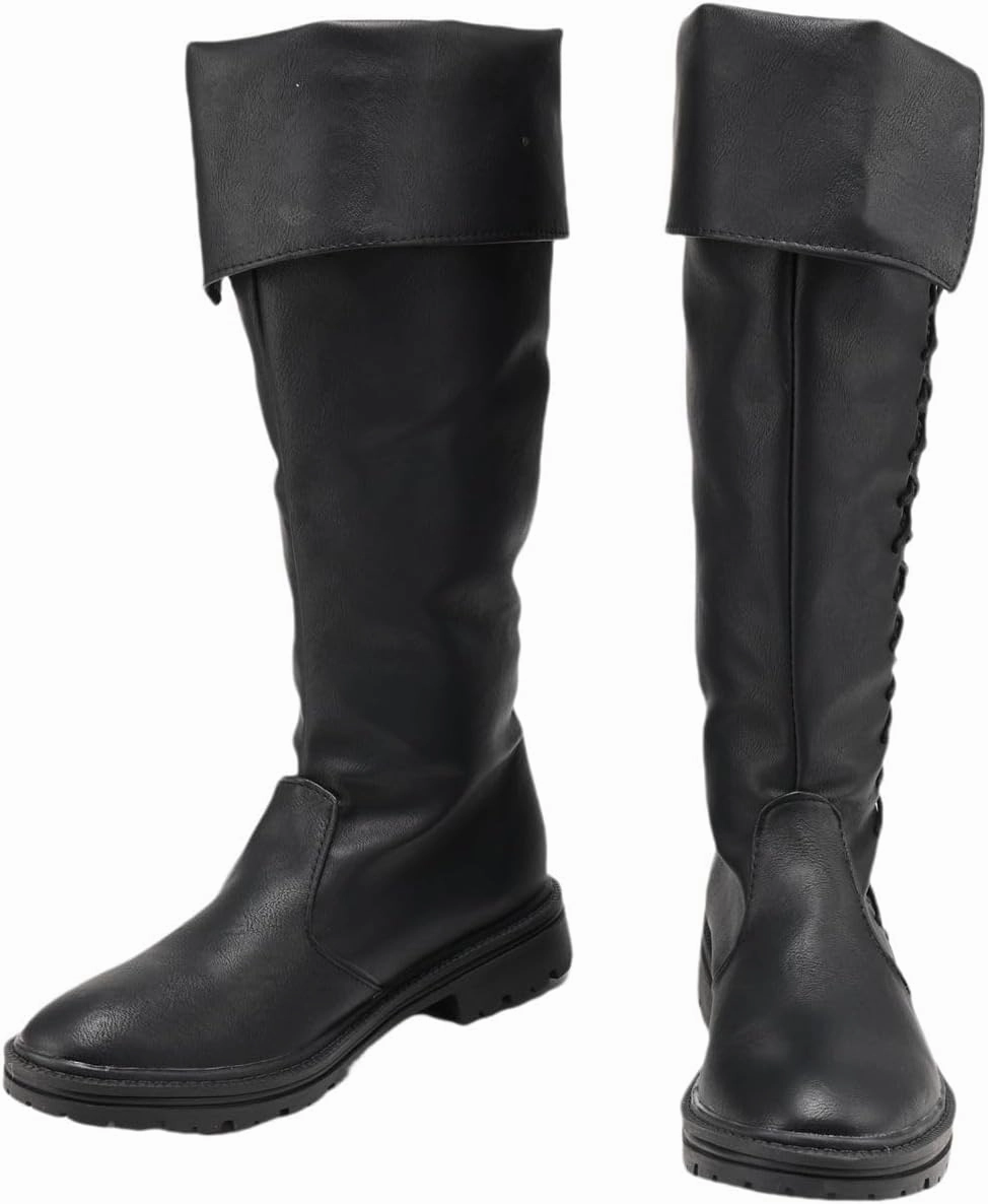 Retro Medieval Viking Pirate Cosplay Shoes Renaissance Victorian Black Knight Boots Halloween Warrior Boots