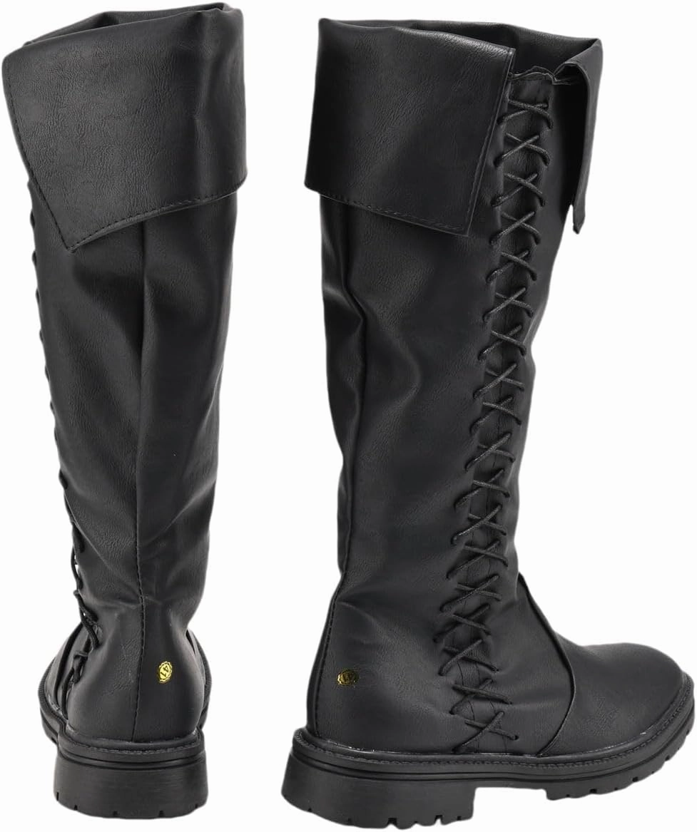 Retro Medieval Viking Pirate Cosplay Shoes Renaissance Victorian Black Knight Boots Halloween Warrior Boots