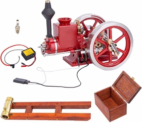 Retrol Engine HM-01 Engine Model Kit That Works, 7cc 4-Stroke Horizontal Hit and Miss Engine IC Engine Model, Physical Experiment Toy for Kids and Adults