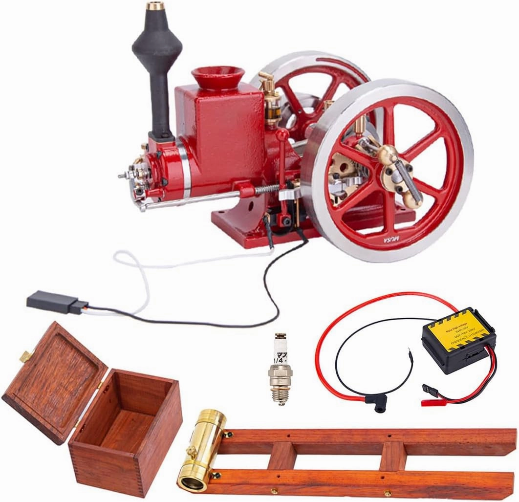 Retrol Engine HM-01 Engine Model Kit That Works, 7cc 4-Stroke Horizontal Hit and Miss Engine IC Engine Model, Physical Experiment Toy for Kids and Adults