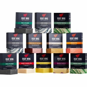 Right Wing Naturals Bar Soap Gift Set for Men | 12 Bar All Natural Variety Pack | Handcrafted Cold-Pressed Soap | Handmade Organic Soap for Men | Most Popular Flavors | Natural ScentedMen’s Bar Soap
