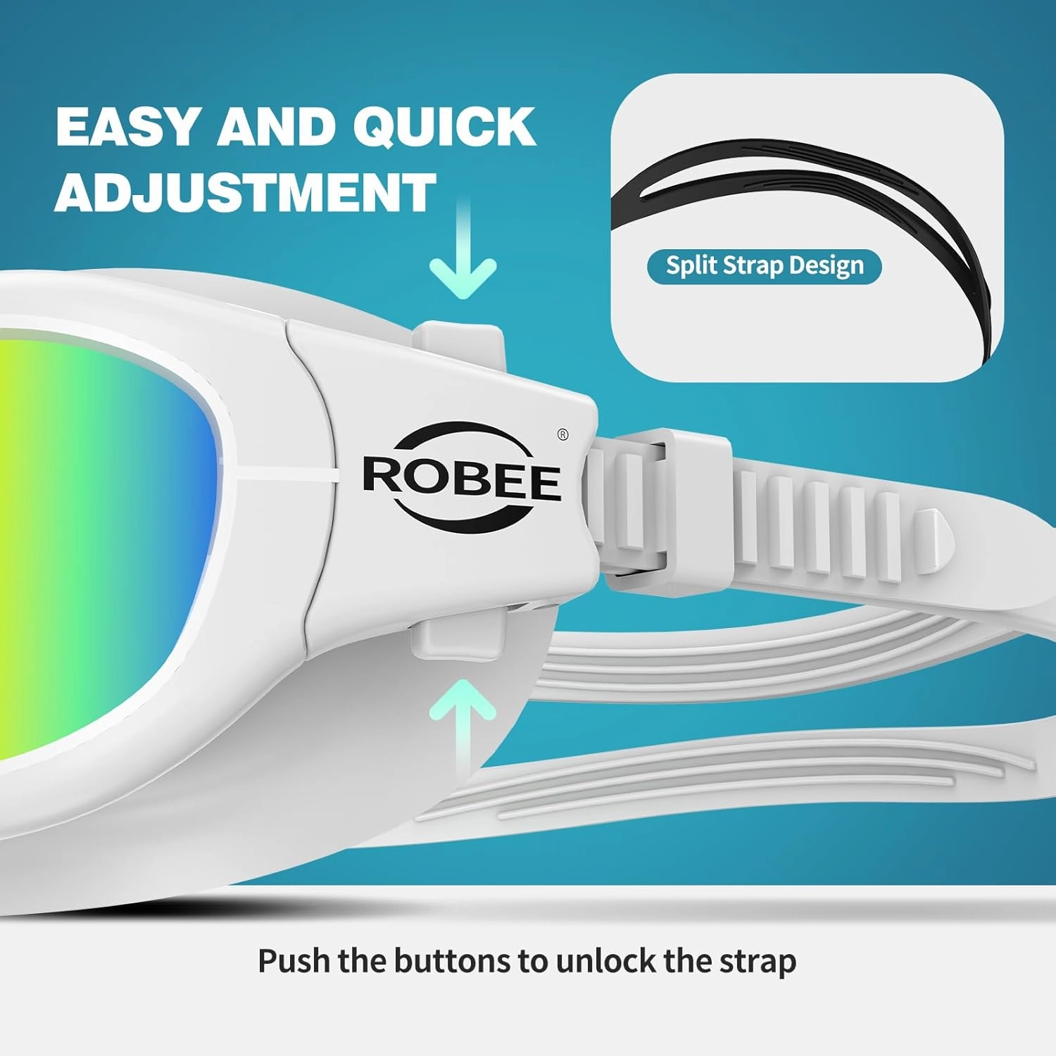 Robee Swimming Goggles, Adult Polarized Swim Goggles for Men Women Youth, Water Pool Glasses