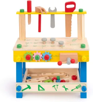 ROBUD Wooden Tool Workbench Toy for Kids & Toddlers, with Wood Tool Set Gift for Boys Girls 3 Year Old and Up,Blue