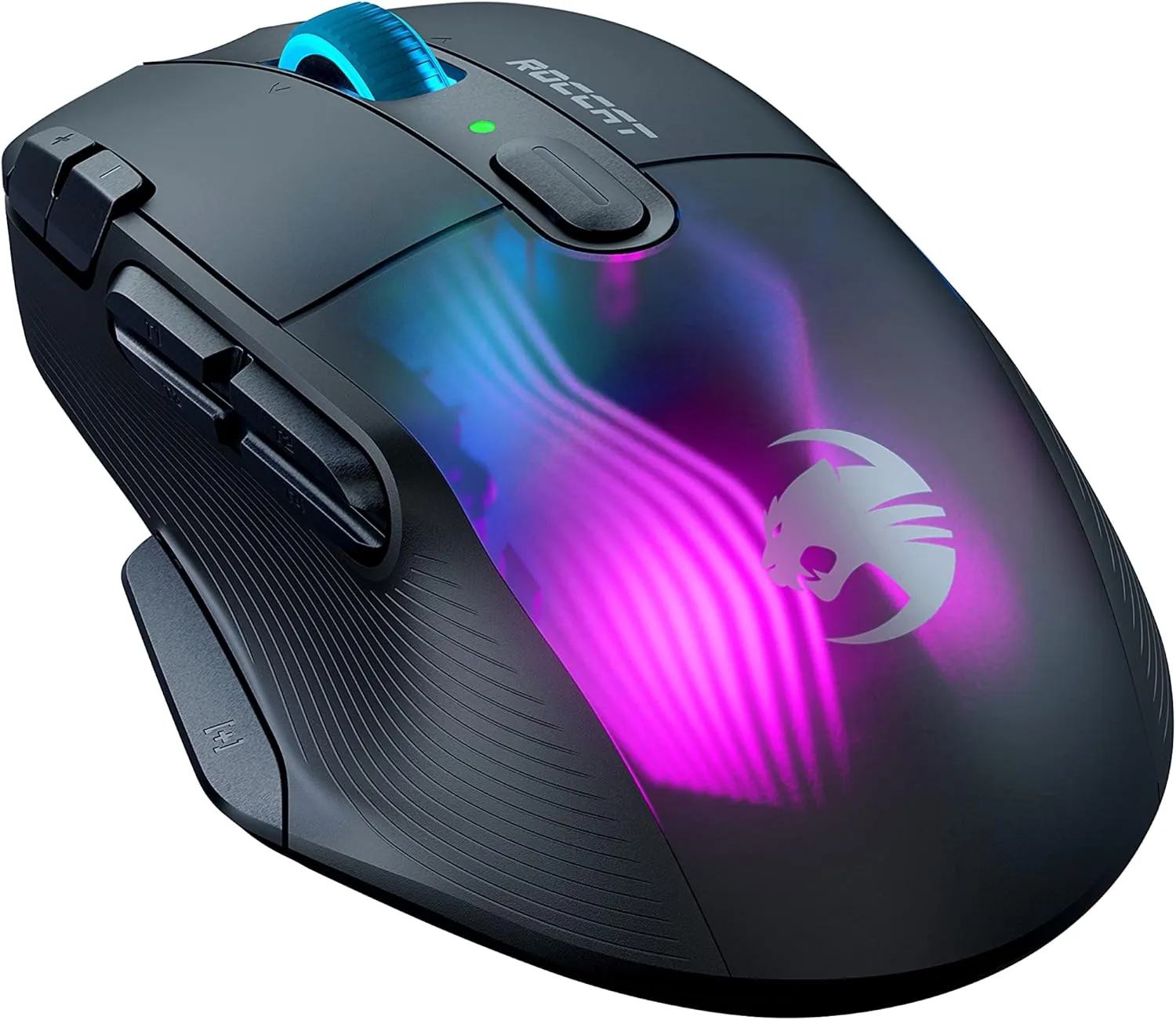 ROCCAT Kone XP Air – Wireless Customizable Ergonomic RGB Gaming Mouse, 19K DPI Optical Sensor, 100-hour Battery & Charging Dock, 29 Programmable Inputs & AIMO RGB Lighting, 4D Wheel – Black