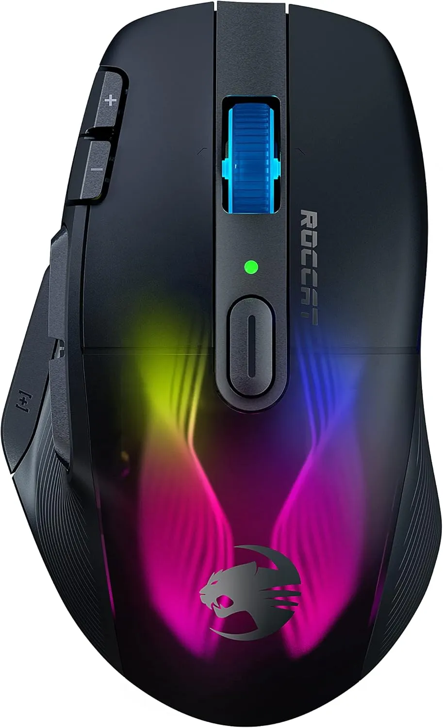 ROCCAT Kone XP Air – Wireless Customizable Ergonomic RGB Gaming Mouse, 19K DPI Optical Sensor, 100-hour Battery & Charging Dock, 29 Programmable Inputs & AIMO RGB Lighting, 4D Wheel – Black