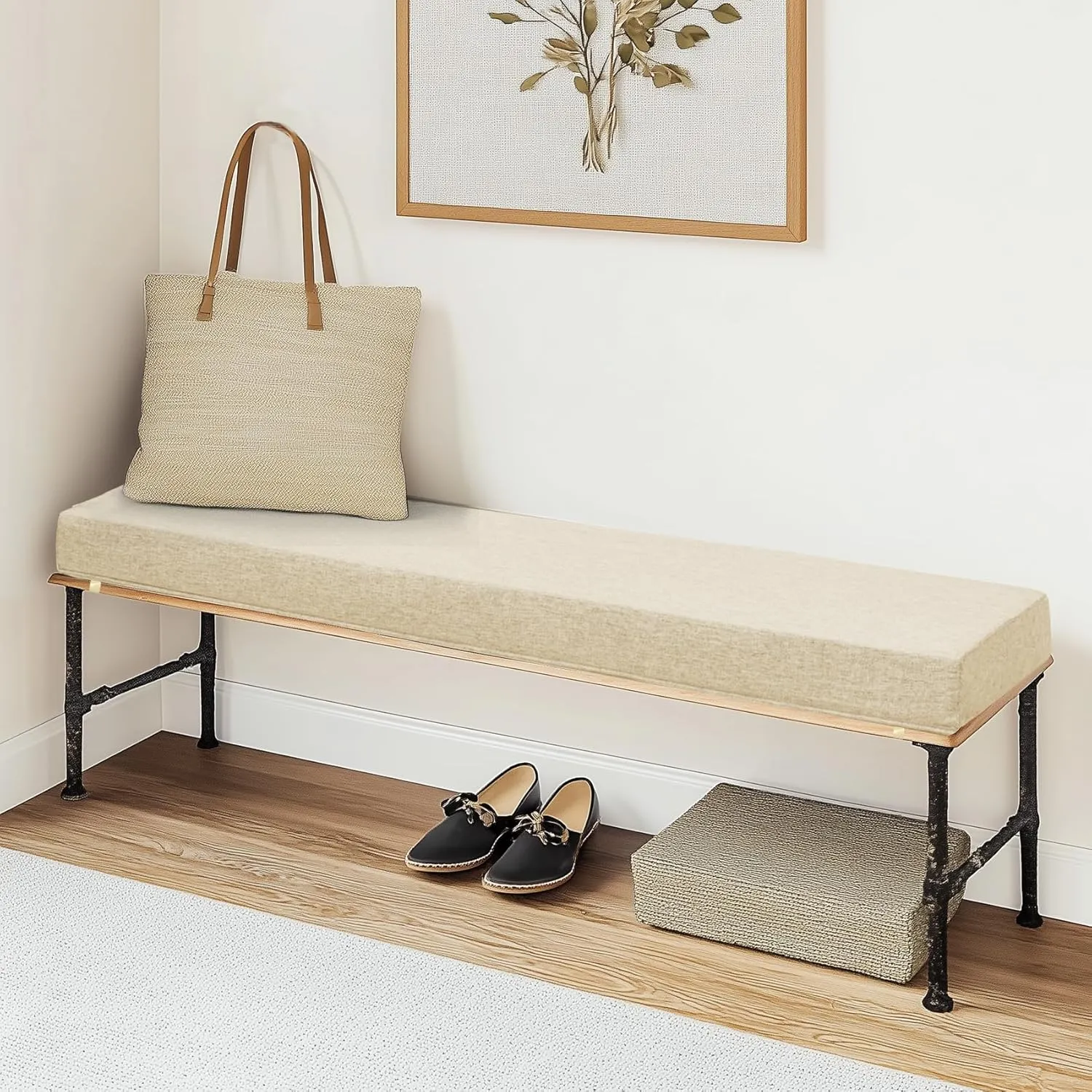 ROFIELTY Bench Cushion 47 inch, Durable Bench Cushions for Indoor Furniture, Window Seat Cushions Indoor, Personalized Custom Bench Cushion (Light Brown, 47x17x2)