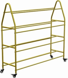 Rolling Basketball Shooting Training Stand, Portable Sports Ball Trolley, Ball Storage Display Rack, Suitable For Many Occasions, Lockable Rollers, Easy To Move ( Color : Gold , Size : 139*112*38cm )