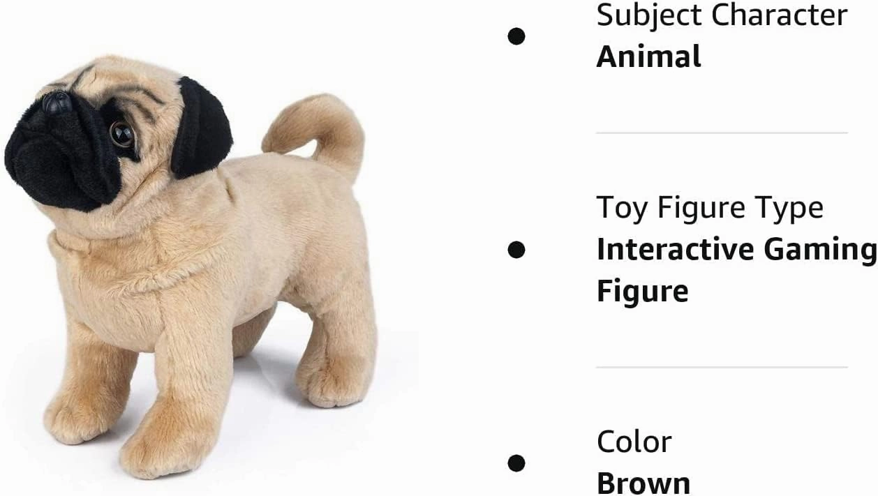 RoseAuroma 12 inches Brown Pug Dog Plush Doll Stuffed Animals Toy Plush Dog