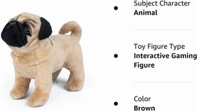 RoseAuroma 12 inches Brown Pug Dog Plush Doll Stuffed Animals Toy Plush Dog