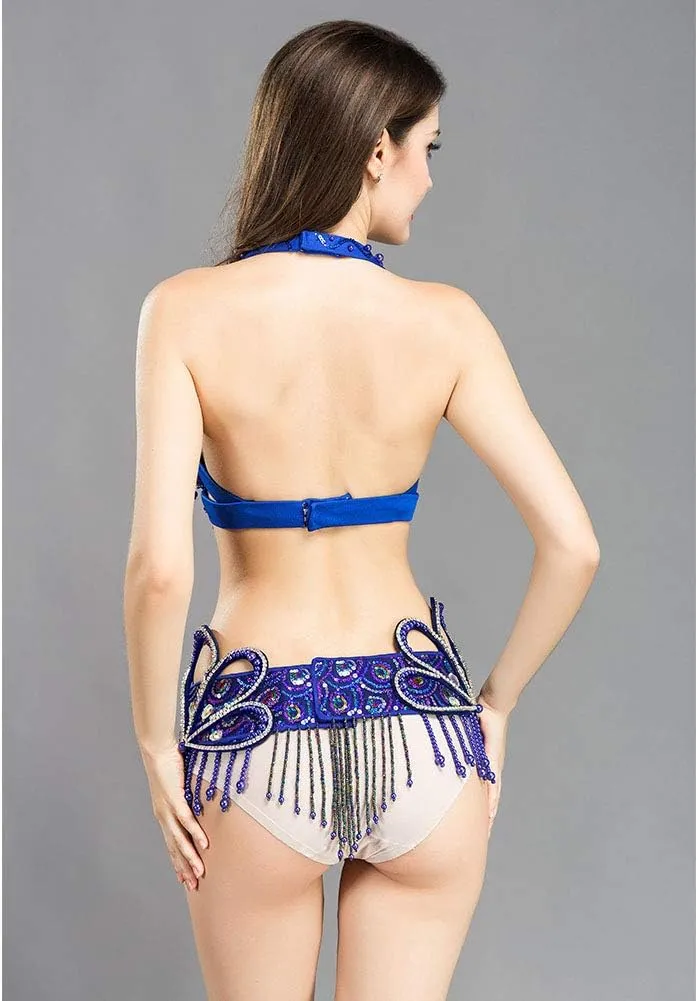 ROYAL SMEELA Belly Dance Costume for Women Sexy Tribal Belly Dance Bra and Belt Professional Dancing Outfit Carnival Bra Belt