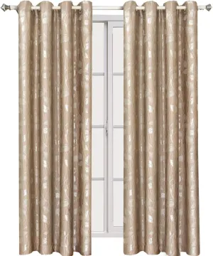 Royal Tradition Charlotte 104-Inch Wide x 63-Inch Long, Jacquard Set of 2 Grommet Top Curtains, Mocha