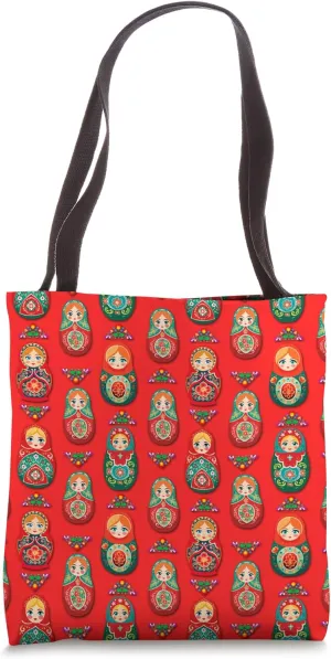 Russian Matryoshka Babushka Flowers Nesting Dolls Tote Bag