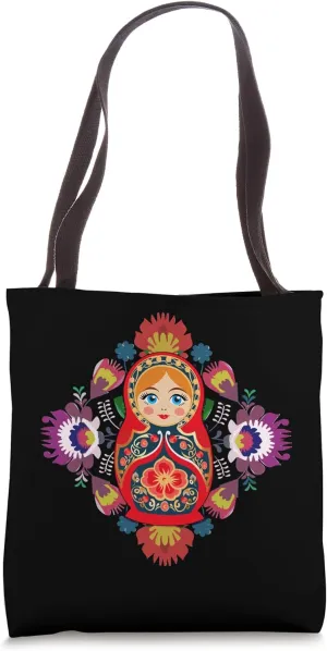 Russian Matryoshka Babushka Flowers Nesting Dolls Tote Bag