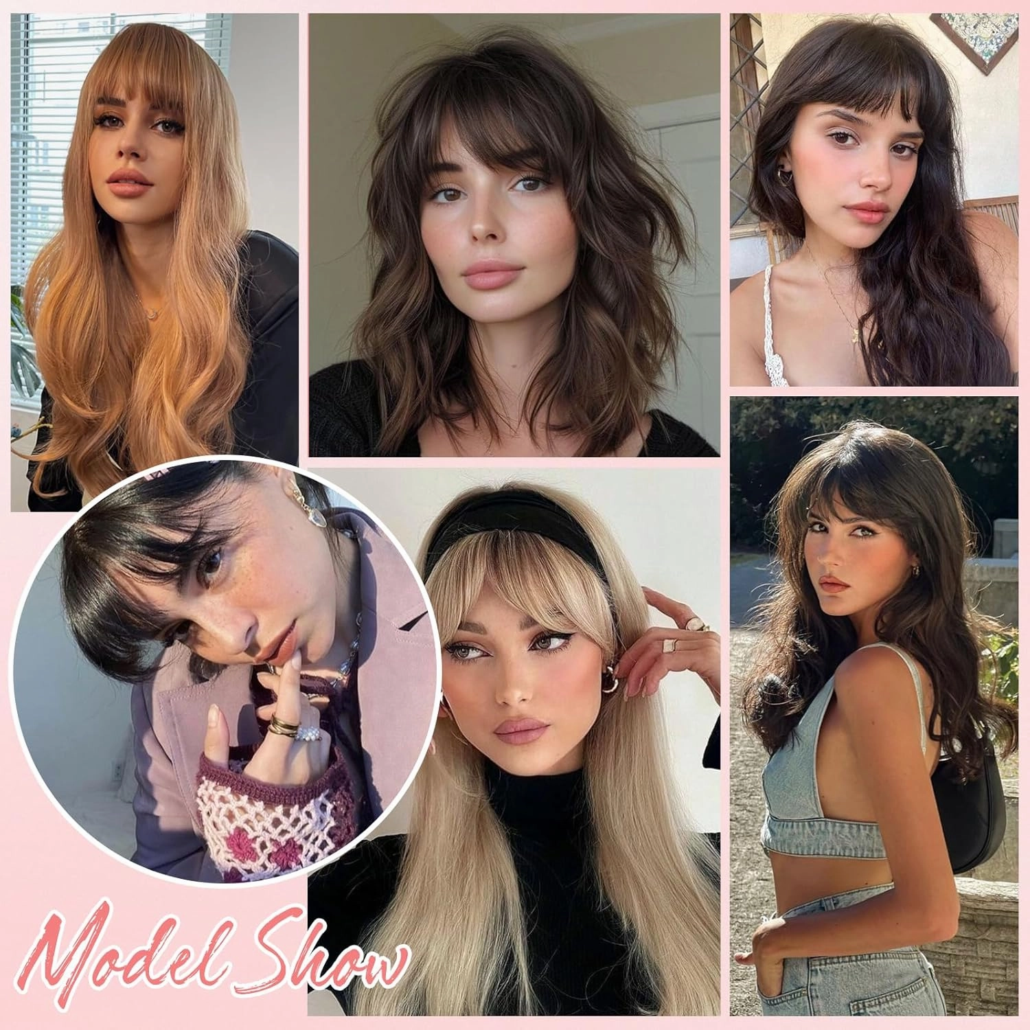 S-noilite Hair Toppers for Women with Bangs Real Human Hair 360° 3D Cover Clip in Bangs 2X6 Coverage Clip in Hairpiece for Women with Thinning Hairline 14Inch (Medium Brown/Dark Blonde)