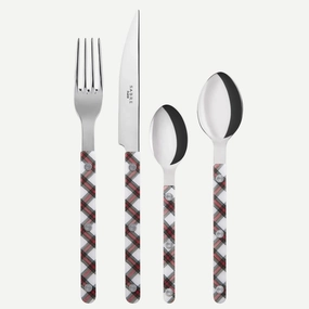 Sabre Bistrot Shiny Tartan White 4 Pieces Cutlery Set, 040