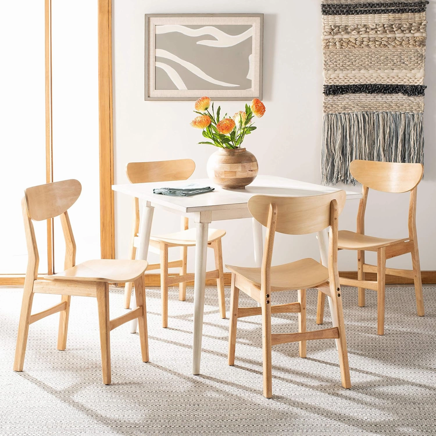 Safavieh Home Lucca Retro Natural Dining Chair, Set of 2, Wood