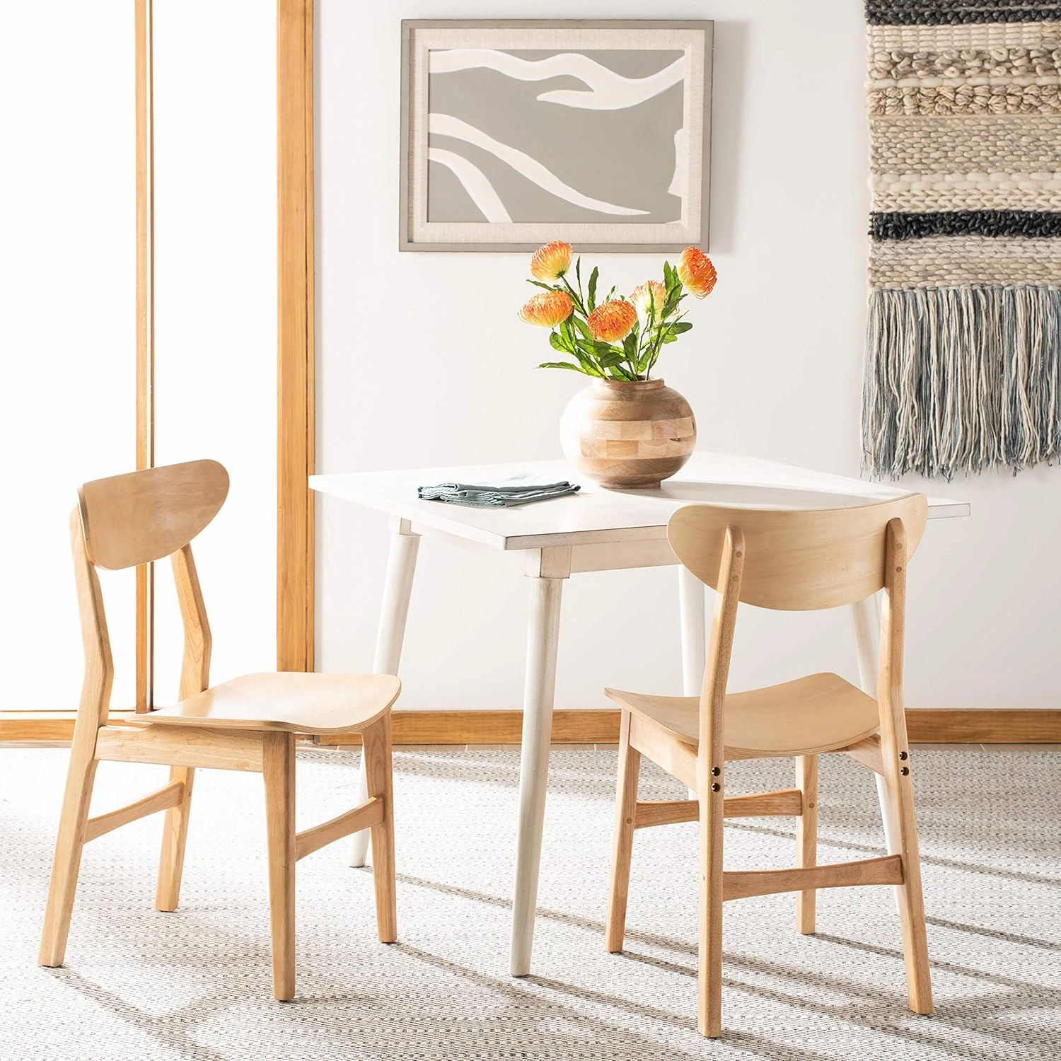 Safavieh Home Lucca Retro Natural Dining Chair, Set of 2, Wood
