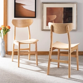Safavieh Home Lucca Retro Natural Dining Chair, Set of 2, Wood
