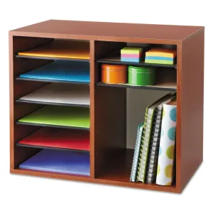 Safco® Fiberboard Literature Sorter, 12 Compartments, 19.63 x 11.88 x 16.13, Cherry