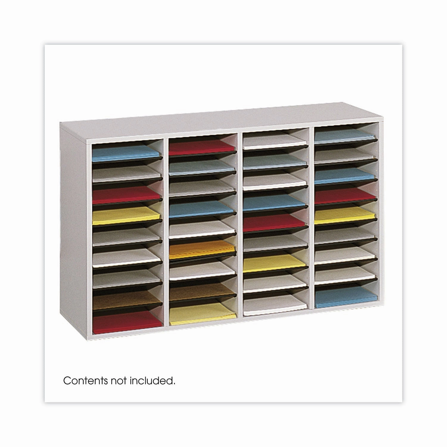 Safco® Wood/Laminate Literature Sorter, 36 Compartments, 39.25 x 11.75 x 24, Gray