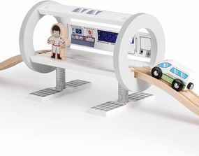 SainSmart Jr. Wooden Train Track Accessory, Space Station Train Set with Astronaut & Cosmic Train, Compatible with Brio, Thomas, Melissa and Doug