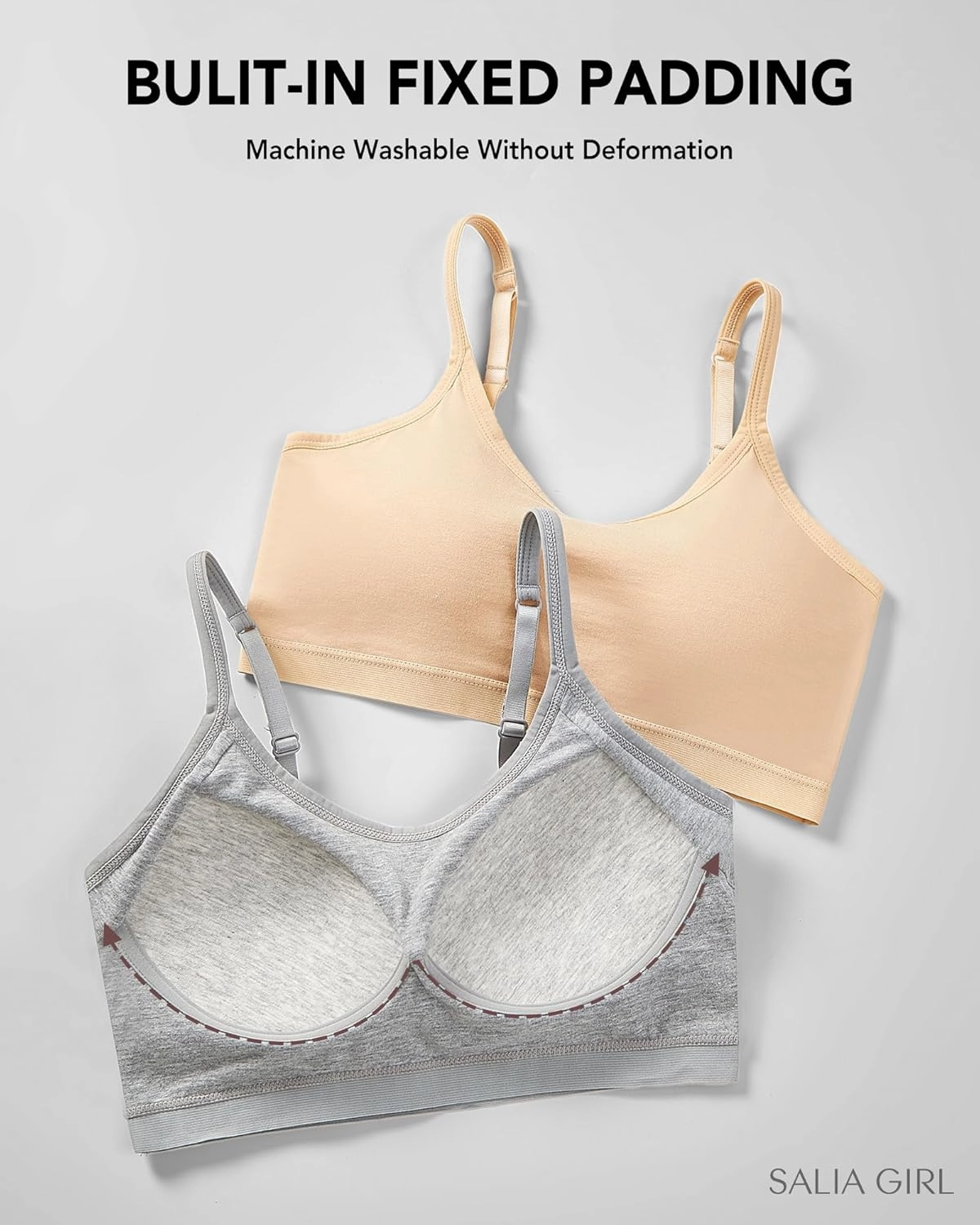 SALIA GIRL Sport Crop Cami Bras for Teens & Training Girls Bras with Adjustable Straps