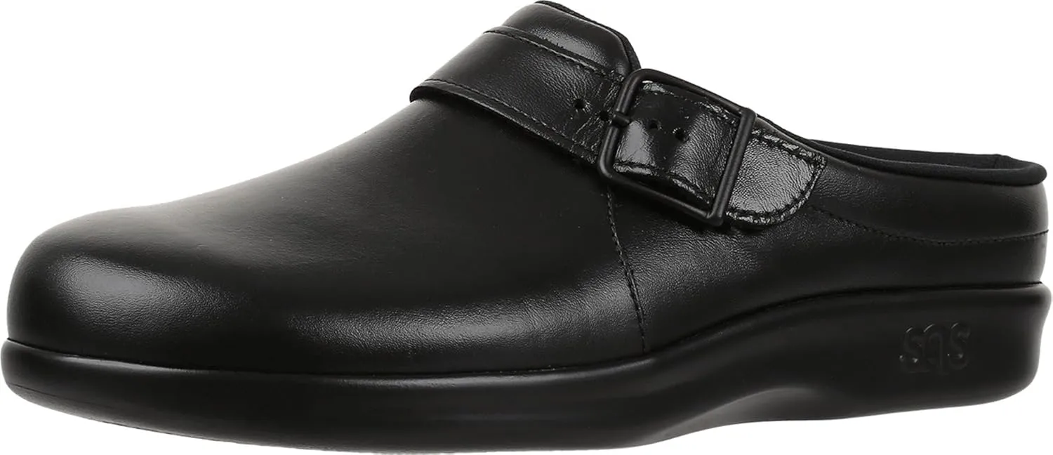 SAS Clog Comfort Slip On Women’s Shoes – Leather Upper – Textile Lining – CoolStep™ Footbed – CradleFit™ Heel Black 10.5 W - Wide (C)