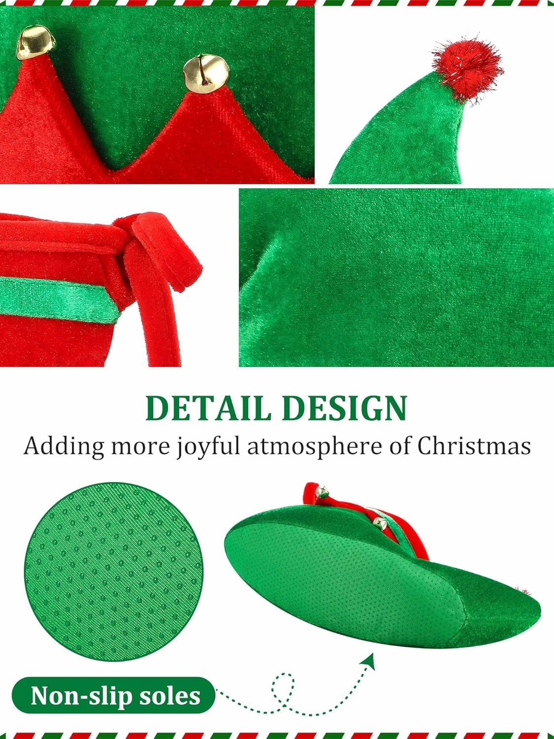 SATINIOR Christmas Santa Elf Shoes and Hat Christmas Red and Green Costume Accessory Set
