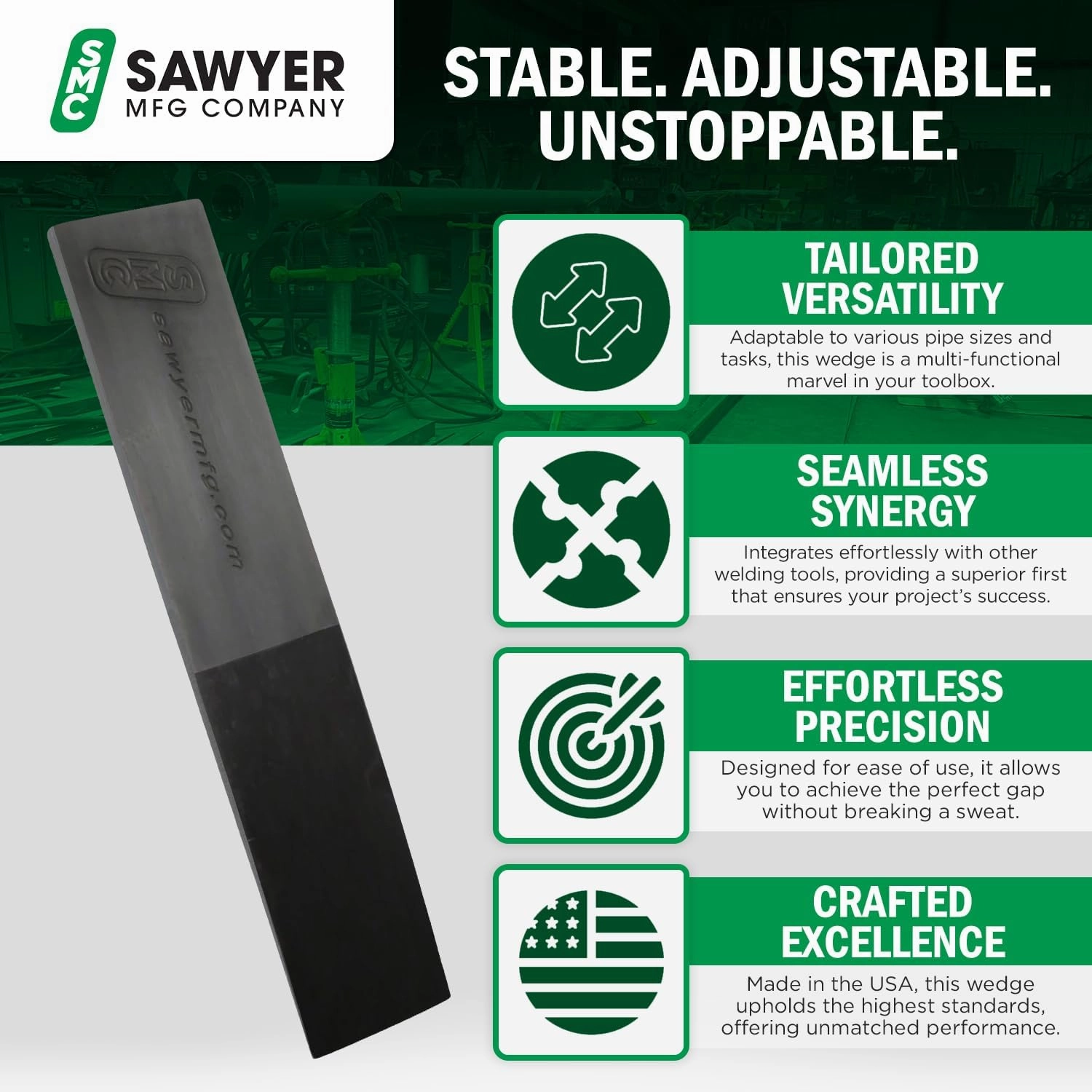 Sawyer 8.75" Spacing Wedge for Welding & Pipe Fittings - Hardened Steel, Precision Gap Control for TIG & Ironworker Tools, Adaptable Metal Spacers for Home Improvement and Tree Felling (Large)