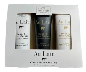 Scottish Fine Soaps Au Lait Classic Hand & Nail Care Cream Trio Gift Set, 2.5 fl oz each, Set of 3 Made in Scotland
