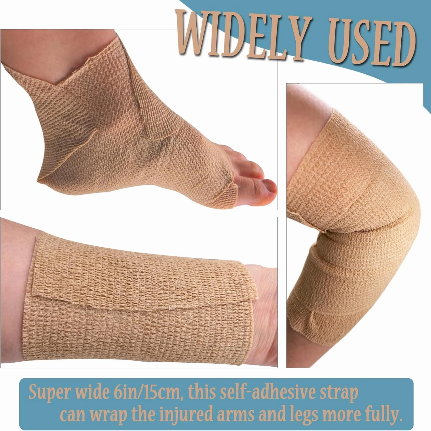 Self Adhesive Large Bandages Wrap, 6" x 5 Yards 8 Pack Horse Wraps, Self Stick Elastic Athletic Tape, Self Adherent Medical Bandage Wrap, Stretch Cohesive Bandage Wrap