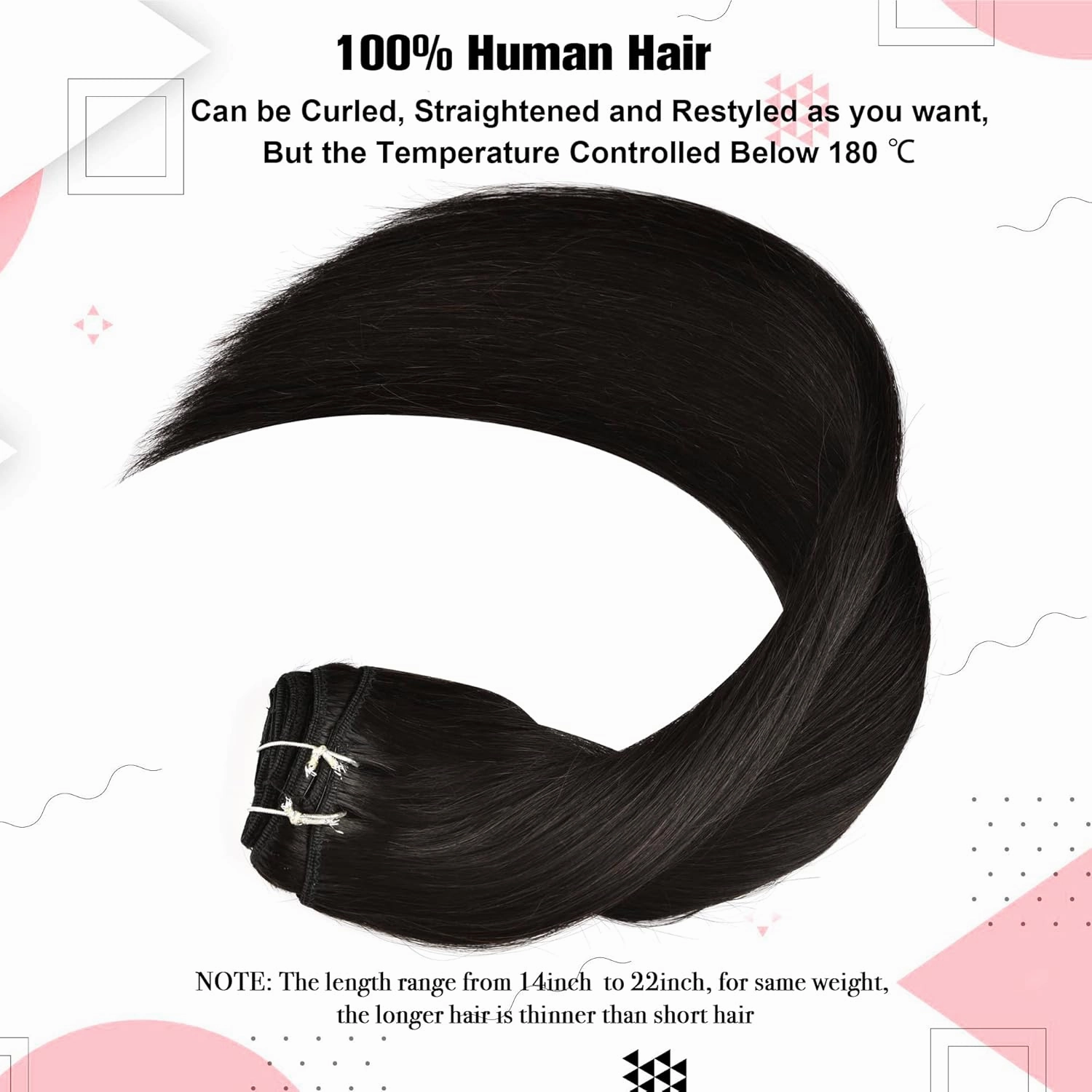 Senmy Clip in Human Hair Extensions Double Weft 9A Brazilian Hair Real Hair Extensions Clip in Human Hair 18inch 120g 7Pcs 16clips Natural Black For Women