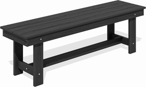 SERWALL 2-Person Outdoor Bench Backless, HDPE Outdoor Benches Weatherproof, 700 Lbs Weight Capacity, Poly Lumber Patio Furniture for Garden, Porch and Park, Black