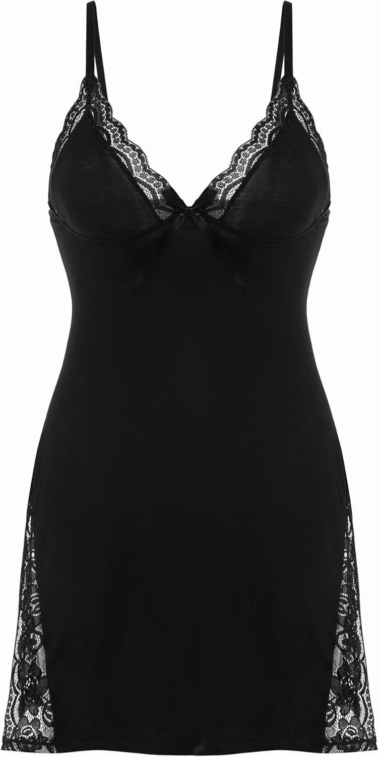 Sexy Women's Lingerie Modal Nightwear Spaghetti Strap Nightgown Babydoll Chemise