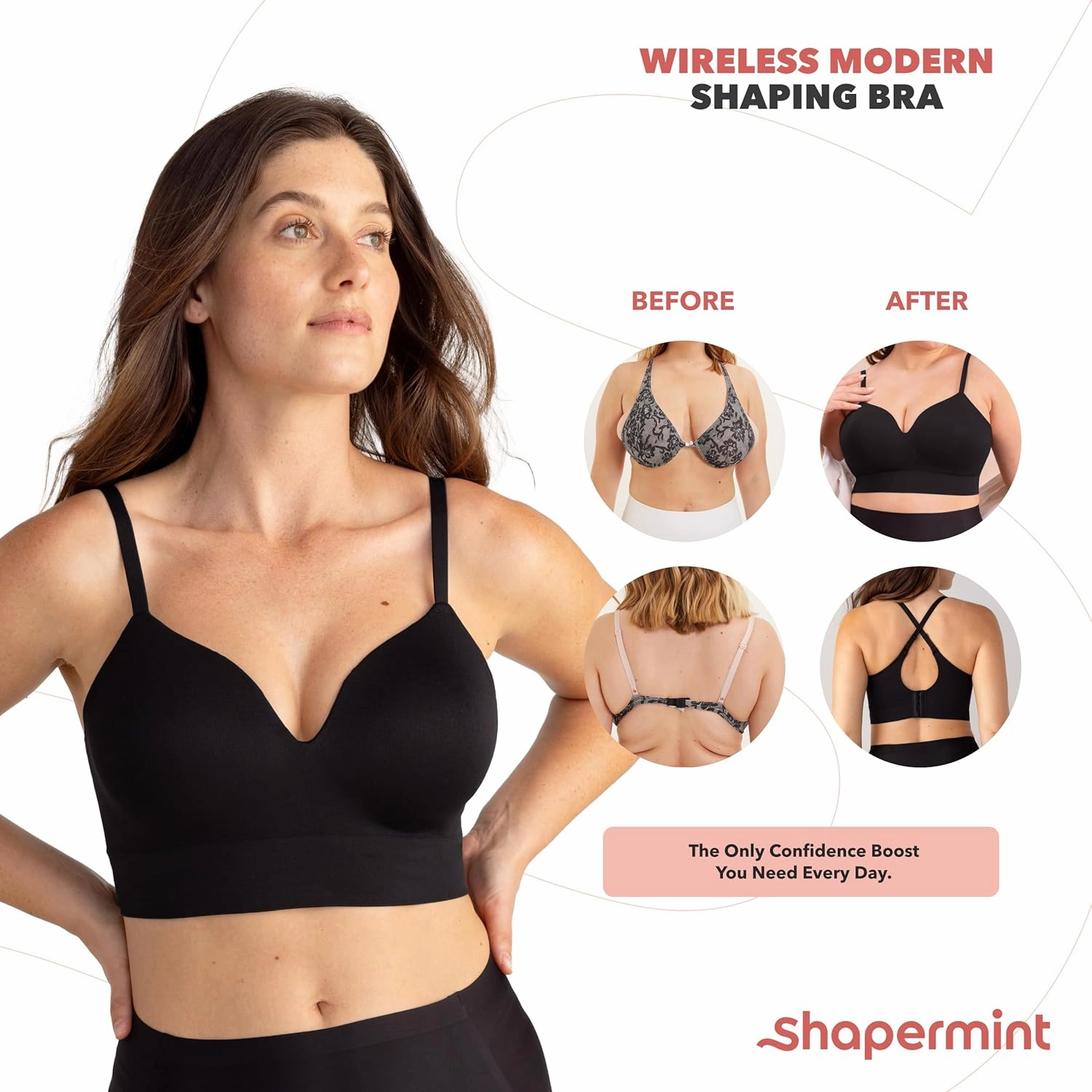 SHAPERMINT Supportive Bras for Women Full Coverage, Womens Bras Comfortable Wireless Bras with Support and Lift Everyday Bras