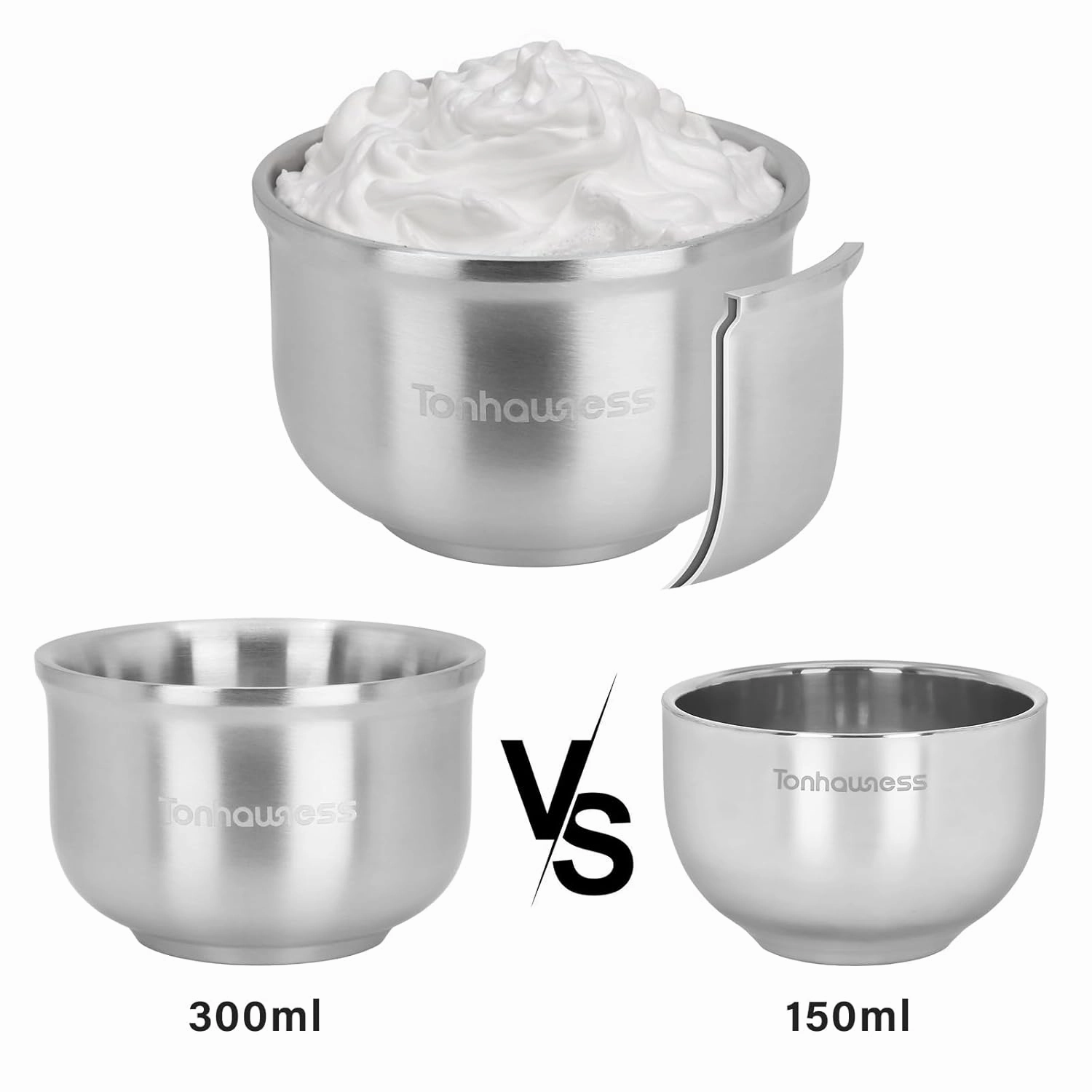 Shaving Brushes Kit For Men, 4 In 1 Shaving Brush Set Includes Badger Hair Shaving Brush, Sandalwood Shaving Cream, Stainless Steel Shaving Bowl and Stand