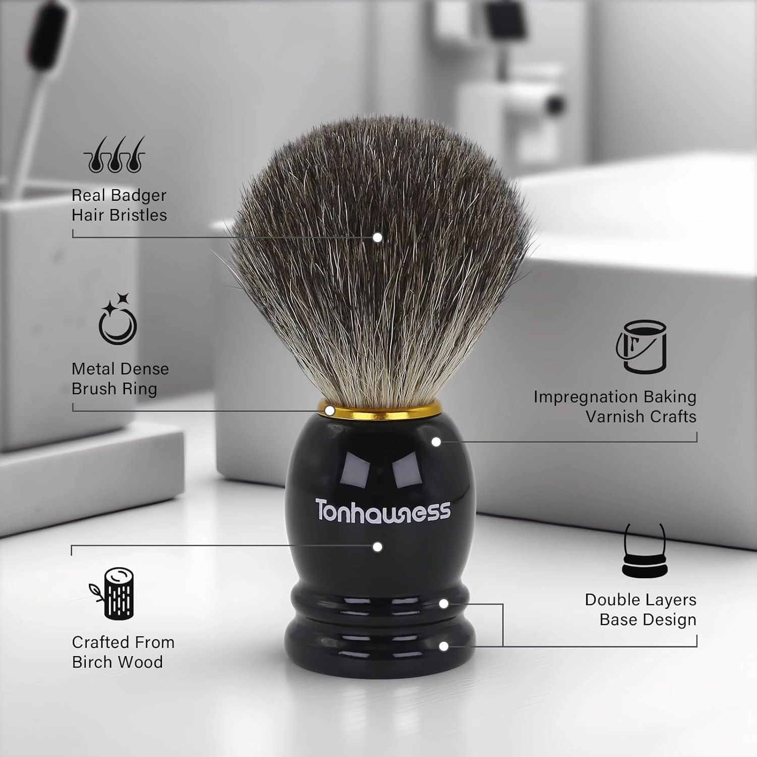 Shaving Brushes Kit For Men, 4 In 1 Shaving Brush Set Includes Badger Hair Shaving Brush, Sandalwood Shaving Cream, Stainless Steel Shaving Bowl and Stand