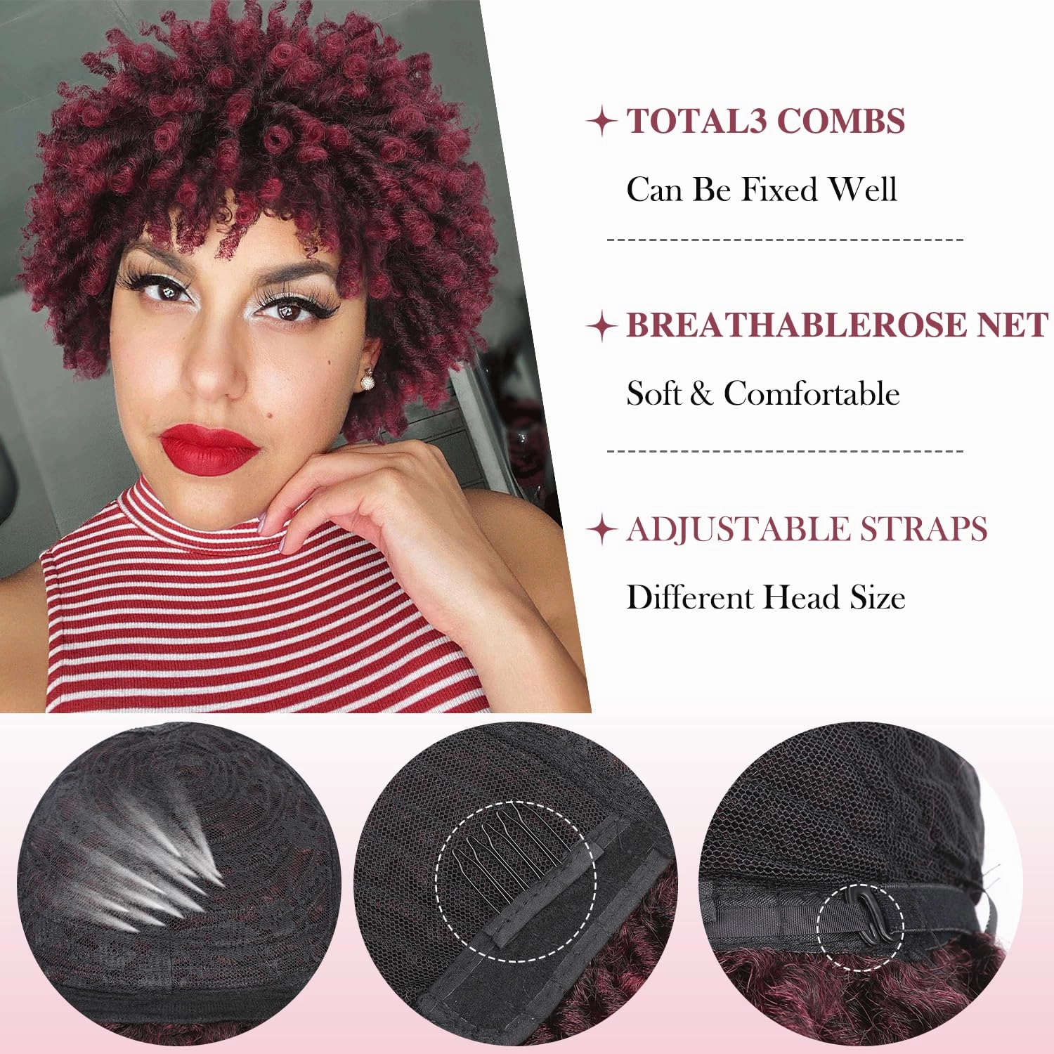 Short Dreadlock Wig Short Afro Curly Braided Wigs for Black Women Faux Locs Twist Braiding Ombre Red Synthetic Hair Wigs 6 Inches