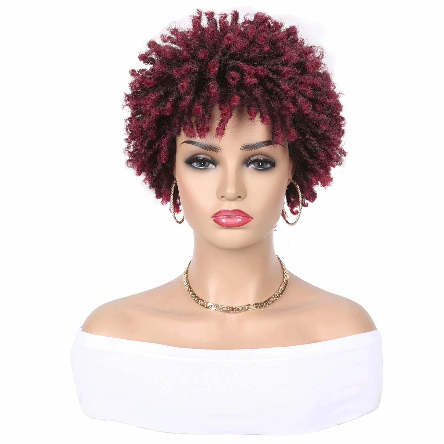 Short Dreadlock Wig Short Afro Curly Braided Wigs for Black Women Faux Locs Twist Braiding Ombre Red Synthetic Hair Wigs 6 Inches