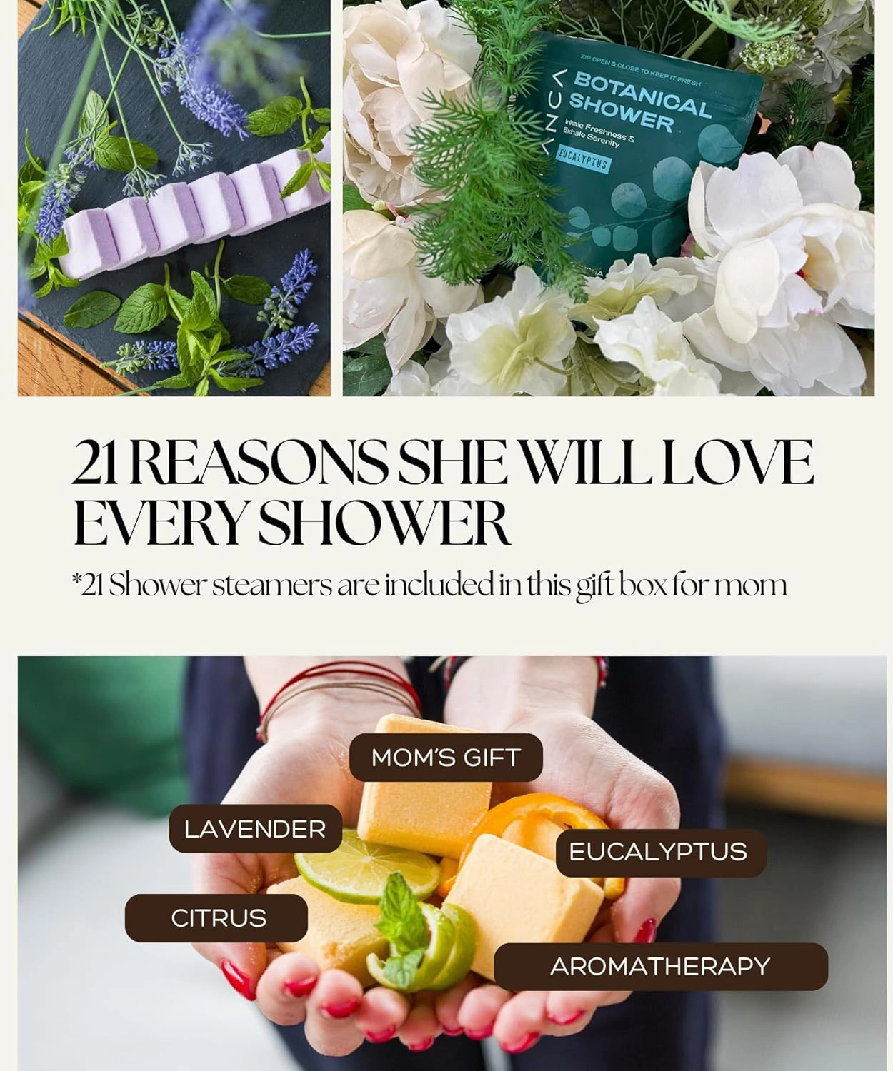 Shower Steamers Aromatherapy Gift Set - 21 Shower Bombs in Eucalyptus, Lavender, Citrus Scents Made in USA - Mothers Day Gifts for Mom from Daughter, Self Care Birthday Gifts for Women Her