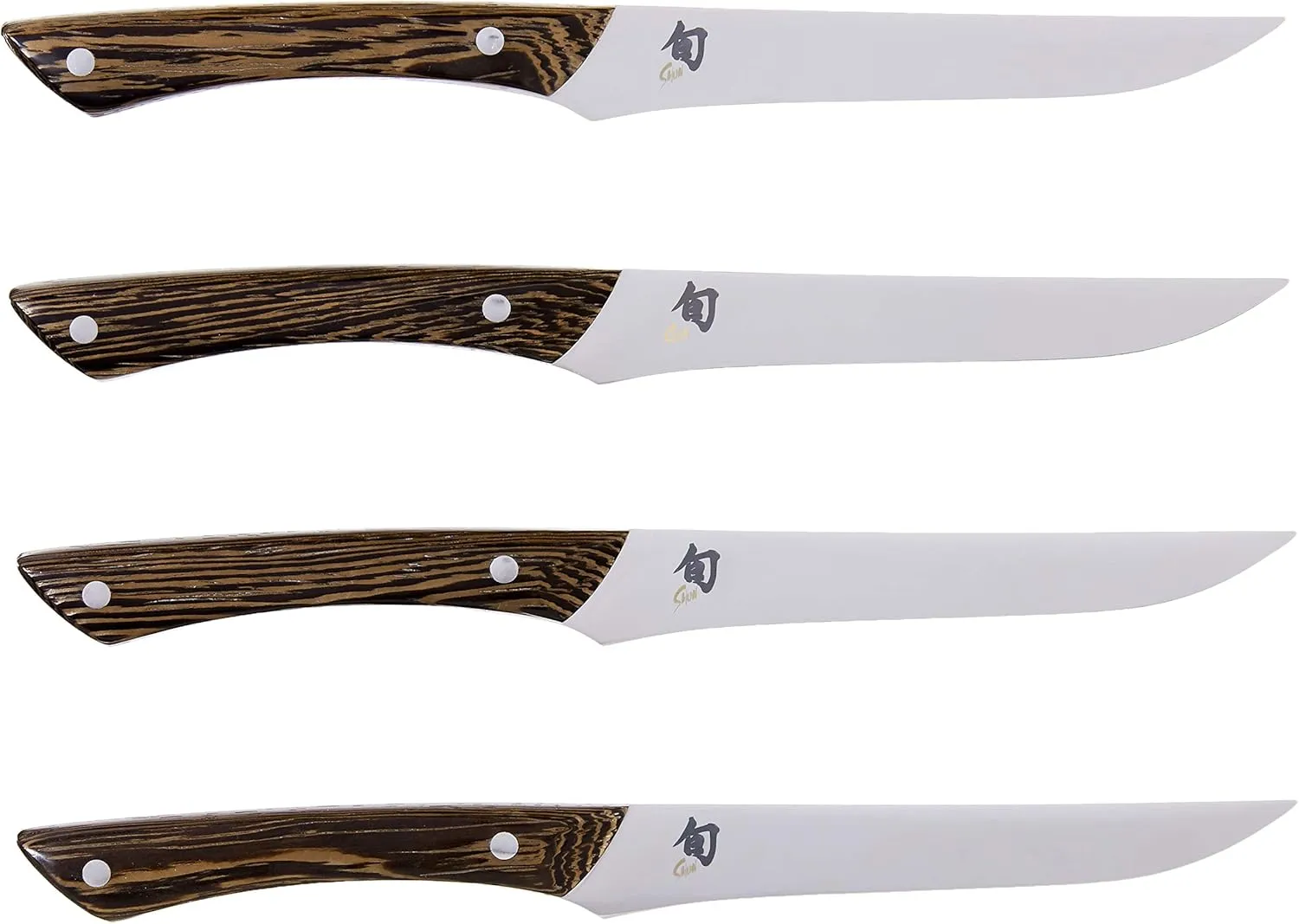 Shun Shima Natural 4-Piece Steak Knife Set, 5" Shima Steak Knives, Handcrafted Japanese Knife Set in Presentation Box, Japanese AUS8A Stainless Steel Blades, Tagayasan Handles